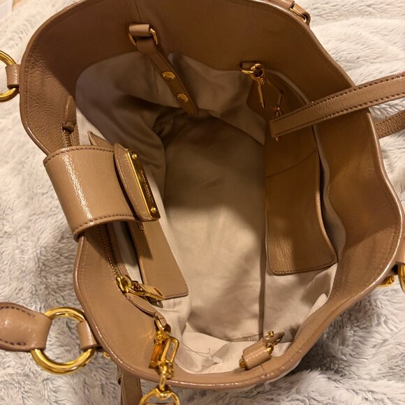 MIU MIU Vintage Madras Beige Leather Shoulder Bag - Picture 9 of 13